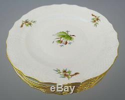 HEREND PORCELAIN HANDPAINTED DESSERT PLATEs + SERVING TRAY WITH ROSEHIP PATTERN