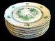 Herend Porcelain Handpainted Indian Basket Green Dinner Plates (6pcs.) Used