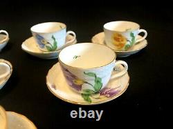 HEREND PORCELAIN HANDPAINTED KITTY MOCHA CUP AND SAUCER 1728/KY (6pcs.)