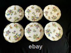 HEREND PORCELAIN HANDPAINTED QUEEN VICTORIA DINNER, SOUP AND DESSERT PLATES18pcs