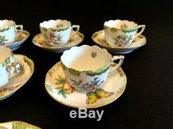 HEREND PORCELAIN HANDPAINTED QUEEN VICTORIA MOCHA CUP AND SAUCER (6. Pcs)711/VBO