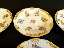 HEREND PORCELAIN HANDPAINTED QUEEN VICTORIA SMALL DESSERT PLATES 512/VBO (6pcs.)