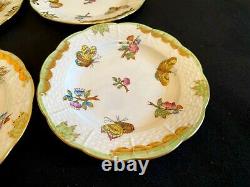 HEREND PORCELAIN HANDPAINTED QUEEN VICTORIA SMALL DESSERT PLATES 512/VBO (6pcs.)