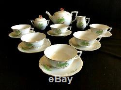 HEREND PORCELAIN HANDPAINTED TEA SET FOR 6 PERSONS WITH ROSEHIP PATTERN (17pcs.)