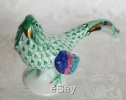 HEREND Porcelain Pheasant Bird Green Fishnet Figurine #5025 Hand-Painted Hungary