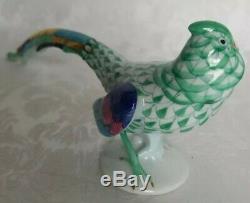 HEREND Porcelain Pheasant Bird Green Fishnet Figurine #5025 Hand-Painted Hungary