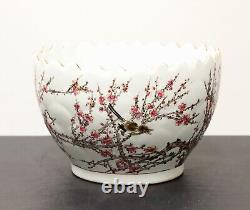 Hand Painted Chinese Birds & Cherry Blossoms Sawtooth Porcelain Bowl