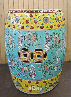Hand Painted Flower & Bird Chinese Porcelain Garden Stool Seat