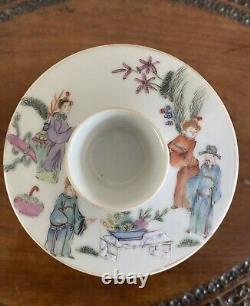 Hand Painted Gaiwan Set Probably Late 19th Century. Unusual Design. VG Condition