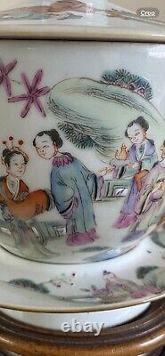 Hand Painted Gaiwan Set Probably Late 19th Century. Unusual Design. VG Condition