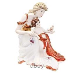 Hand-Painted New Statuette Handmade Sabadin Porcelain Italy Mother Child H-33 Cm