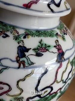 Hand Painted Polychrome Lidded Chinese / Japanese Ginger Jar Signed to Base