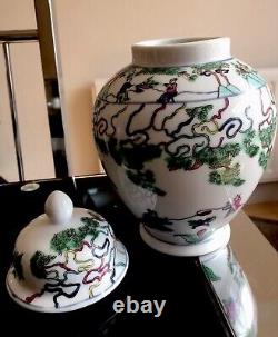 Hand Painted Polychrome Lidded Chinese / Japanese Ginger Jar Signed to Base