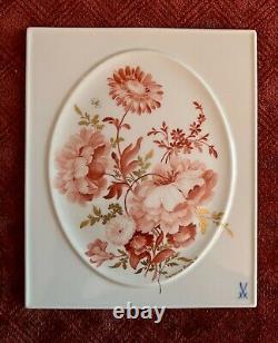 Hand Painted Porcelain Plaque Floral Study Design OOAK