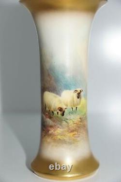 Hand Painted Royal Worcester Sheep Vase c1932