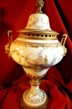 Hand Painted Sevres Style Louis XVI Form Potpourri Vase