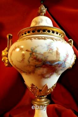 Hand Painted Sevres Style Louis XVI Form Potpourri Vase