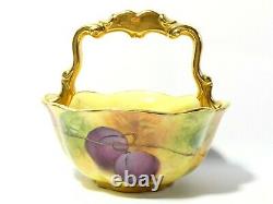 Hand Painted Signed J. MOTTRAM Brookdale Cabinet Handled Bon Bon Dish Fruits