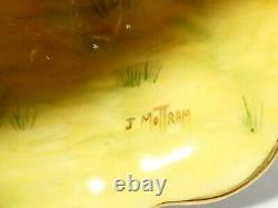 Hand Painted Signed J. MOTTRAM Brookdale Cabinet Handled Bon Bon Dish Fruits