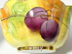 Hand Painted Signed J. MOTTRAM Brookdale Cabinet Handled Bon Bon Dish Fruits