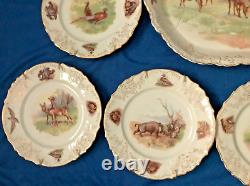 Hand Painted Wildlife Game Platter with 11 Plates Set is #0610 Embossed