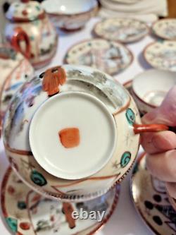 Hand painted Japanese fine eggshell porcelain vintage 28 piece set vintage