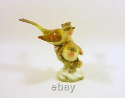 Herend, A Pair Of Singer Birds On A Log, Handpainted Porcelain Figurine! (j035)