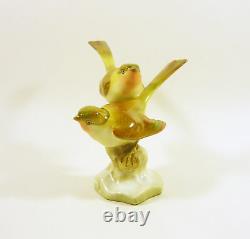 Herend, A Pair Of Singer Birds On A Log, Handpainted Porcelain Figurine! (j035)