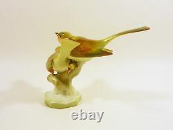 Herend, A Pair Of Singer Birds On A Log, Handpainted Porcelain Figurine! (j035)