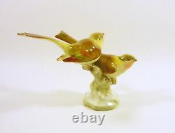 Herend, A Pair Of Singer Birds On A Log, Handpainted Porcelain Figurine! (j035)