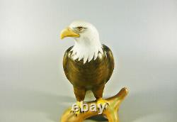 Herend, Bald Eagle Bird On A Log 5, Handpainted Porcelain Figurine, Mcd! (i007)