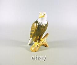 Herend, Bald Eagle Bird On A Log 5, Handpainted Porcelain Figurine, Mcd! (i007)