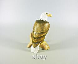 Herend, Bald Eagle Bird On A Log 5, Handpainted Porcelain Figurine, Mcd! (i007)