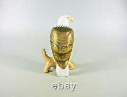 Herend, Bald Eagle Bird On A Log 5, Handpainted Porcelain Figurine, Mcd! (i007)