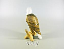Herend, Bald Eagle Bird On A Log 5, Handpainted Porcelain Figurine, Mcd! (i007)
