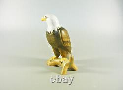 Herend, Bald Eagle Bird On A Log 5, Handpainted Porcelain Figurine, Mcd! (i007)