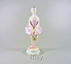 Herend, Ballerina Girl In Pink Dress 6.9, Handpainted Porcelain Figurine (b085)