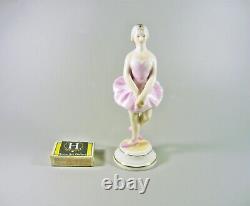 Herend, Ballerina Girl In Pink Dress 6.9, Handpainted Porcelain Figurine (b085)