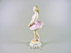 Herend, Ballerina Girl In Pink Dress 6.9, Handpainted Porcelain Figurine (b085)