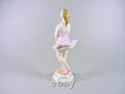 Herend, Ballerina Girl In Pink Dress 6.9, Handpainted Porcelain Figurine (b085)