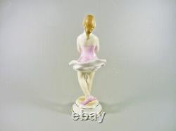 Herend, Ballerina Girl In Pink Dress 6.9, Handpainted Porcelain Figurine (b085)