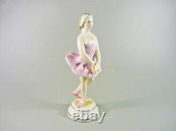 Herend, Ballerina Girl In Pink Dress 6.9, Handpainted Porcelain Figurine (b085)