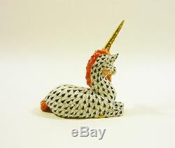 Herend, Black Fishnet (vhn) Fantasy Unicorn 3, Handpainted Porcelain Figurine