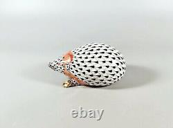 Herend, Black Fishnet (vhn) Hedgehog, Handpainted Porcelain Figurine! (i064)