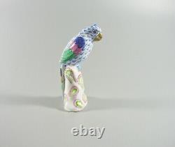 Herend Blue Fishnet Vh Popinjay Parrot Bird Handpainted Porcelain Figurine(b004)