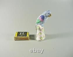 Herend Blue Fishnet Vh Popinjay Parrot Bird Handpainted Porcelain Figurine(b004)