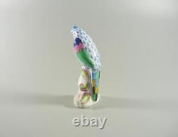 Herend Blue Fishnet Vh Popinjay Parrot Bird Handpainted Porcelain Figurine(b004)