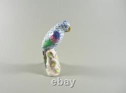 Herend Blue Fishnet Vh Popinjay Parrot Bird Handpainted Porcelain Figurine(b004)