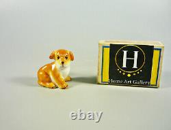 Herend, Brown Puppy Little Dog, Miniature Handpainted Porcelain Figurine! (i029)