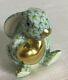 Herend Bunny With Heart Key Lime Hand Painted Porcelain 24k Gold Trim New